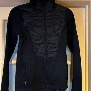 The NorthFace full zip top. Not fleece, ideal for spring.